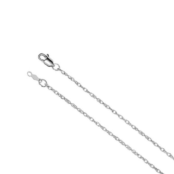 1.5mm, 14k White Gold Solid Loose Rope Chain Necklace, 24 Inch - Picture 1 of 4